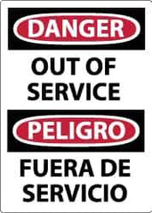 NMC - "Danger - Out of Service", 14" Long x 10" Wide, Aluminum Safety Sign - Rectangle, 0.04" Thick, Use for Accident Prevention - Eagle Tool & Supply