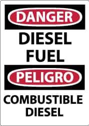 NMC - "Danger - Diesel Fuel", 14" Long x 10" Wide, Rigid Plastic Safety Sign - Rectangle, 0.05" Thick, Use for Hazardous Materials - Eagle Tool & Supply
