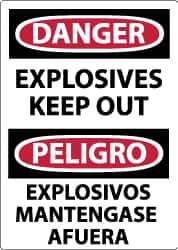 NMC - "Danger - Explosives - Keep Out", 14" Long x 10" Wide, Rigid Plastic Safety Sign - Rectangle, 0.05" Thick, Use for Accident Prevention - Eagle Tool & Supply
