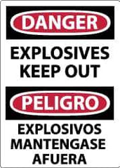 NMC - "Danger - Explosives - Keep Out", 14" Long x 10" Wide, Rigid Plastic Safety Sign - Rectangle, 0.05" Thick, Use for Accident Prevention - Eagle Tool & Supply
