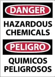 NMC - "Danger - Hazardous Chemicals", 14" Long x 10" Wide, Rigid Plastic Safety Sign - Rectangle, 0.05" Thick, Use for Hazardous Materials - Eagle Tool & Supply