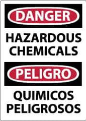 NMC - "Danger - Hazardous Chemicals", 14" Long x 10" Wide, Rigid Plastic Safety Sign - Rectangle, 0.05" Thick, Use for Hazardous Materials - Eagle Tool & Supply