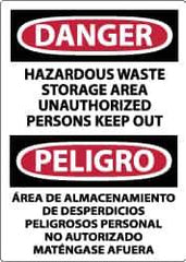 NMC - "Danger - Hazardous Waste Storage Area - Unauthorized Persons Keep Out", 14" Long x 10" Wide, Aluminum Safety Sign - Rectangle, 0.04" Thick, Use for Hazardous Materials - Eagle Tool & Supply