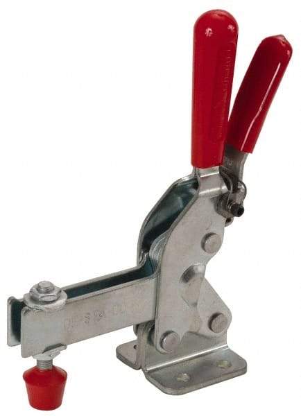 De-Sta-Co - 1,400 Lb Holding Capacity, Vertical Handle, Manual Hold Down Toggle Clamp - 66° Handle Movement, 78° Bar Opening, U-Bar, Flanged Base, Electro-Plated Zinc, Carbon Steel - Eagle Tool & Supply