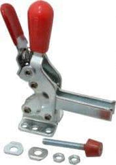 De-Sta-Co - 600 Lb Holding Capacity, Vertical Handle, Manual Hold Down Toggle Clamp - 66° Handle Movement, 75° Bar Opening, U-Bar, Flanged Base, Electro-Plated Zinc, Carbon Steel - Eagle Tool & Supply