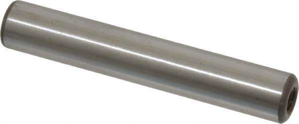 Jergens - 1/2" Diam x 3" Pin Length Alloy Steel Pull Out Dowel Pin - C 47-58 & C 60-64 (Surface) Hardness, 1 Beveled & 1 Threaded End - Eagle Tool & Supply