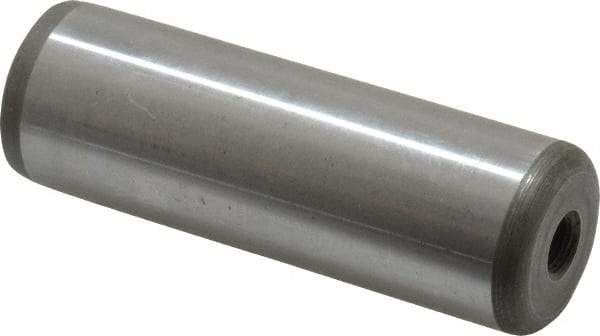Jergens - 1" Diam x 3" Pin Length Alloy Steel Pull Out Dowel Pin - C 47-58 & C 60-64 (Surface) Hardness, 1 Beveled & 1 Threaded End - Eagle Tool & Supply