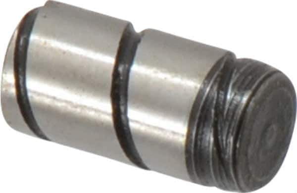 Jergens - 1/4" Diam x 1/2" Pin Length Alloy Steel Grooved Dowel Pin - C 47-58 & C 60-64 (Surface) Hardness, 1 Beveled & 1 Threaded End - Eagle Tool & Supply