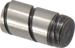 Jergens - 1/4" Diam x 1/2" Pin Length Alloy Steel Grooved Dowel Pin - C 47-58 & C 60-64 (Surface) Hardness, 1 Beveled & 1 Threaded End - Eagle Tool & Supply