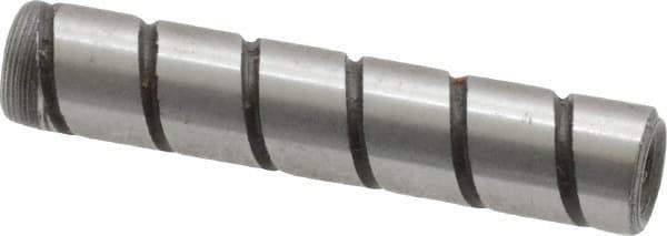 Jergens - 1/4" Diam x 1-1/4" Pin Length Alloy Steel Grooved Dowel Pin - C 47-58 & C 60-64 (Surface) Hardness, 1 Beveled & 1 Threaded End - Eagle Tool & Supply