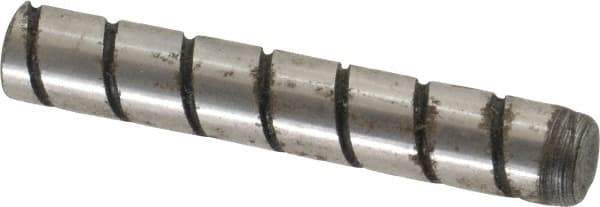 Jergens - 1/4" Diam x 1-1/2" Pin Length Alloy Steel Grooved Dowel Pin - C 47-58 & C 60-64 (Surface) Hardness, 1 Beveled & 1 Threaded End - Eagle Tool & Supply