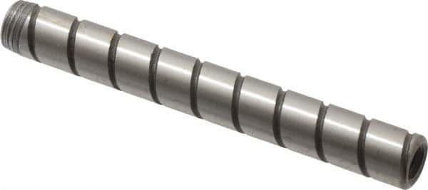 Jergens - 1/4" Diam x 2" Pin Length Alloy Steel Grooved Dowel Pin - C 47-58 & C 60-64 (Surface) Hardness, 1 Beveled & 1 Threaded End - Eagle Tool & Supply