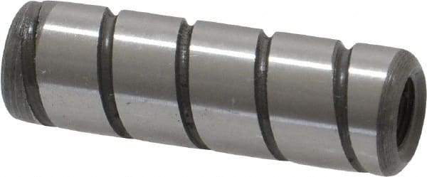 Jergens - 5/16" Diam x 1" Pin Length Alloy Steel Grooved Dowel Pin - C 47-58 & C 60-64 (Surface) Hardness, 1 Beveled & 1 Threaded End - Eagle Tool & Supply