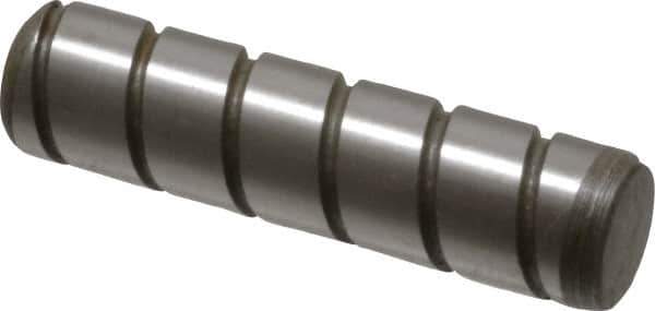 Jergens - 5/16" Diam x 1-1/4" Pin Length Alloy Steel Grooved Dowel Pin - C 47-58 & C 60-64 (Surface) Hardness, 1 Beveled & 1 Threaded End - Eagle Tool & Supply