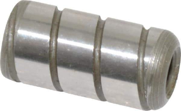 Jergens - 3/8" Diam x 3/4" Pin Length Alloy Steel Grooved Dowel Pin - C 47-58 & C 60-64 (Surface) Hardness, 1 Beveled & 1 Threaded End - Eagle Tool & Supply