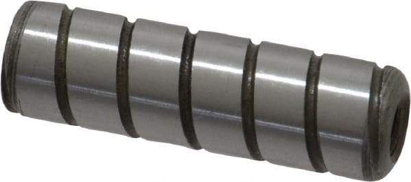 Jergens - 3/8" Diam x 1-1/4" Pin Length Alloy Steel Grooved Dowel Pin - C 47-58 & C 60-64 (Surface) Hardness, 1 Beveled & 1 Threaded End - Eagle Tool & Supply