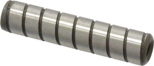 Jergens - 3/8" Diam x 1-3/4" Pin Length Alloy Steel Grooved Dowel Pin - C 47-58 & C 60-64 (Surface) Hardness, 1 Beveled & 1 Threaded End - Eagle Tool & Supply