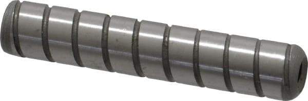 Jergens - 3/8" Diam x 2" Pin Length Alloy Steel Grooved Dowel Pin - C 47-58 & C 60-64 (Surface) Hardness, 1 Beveled & 1 Threaded End - Eagle Tool & Supply