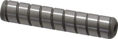 Jergens - 3/8" Diam x 2" Pin Length Alloy Steel Grooved Dowel Pin - C 47-58 & C 60-64 (Surface) Hardness, 1 Beveled & 1 Threaded End - Eagle Tool & Supply