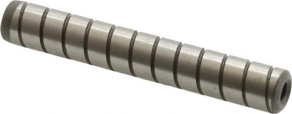 Jergens - 3/8" Diam x 2-1/2" Pin Length Alloy Steel Grooved Dowel Pin - C 47-58 & C 60-64 (Surface) Hardness, 1 Beveled & 1 Threaded End - Eagle Tool & Supply