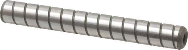 Jergens - 3/8" Diam x 3" Pin Length Alloy Steel Grooved Dowel Pin - C 47-58 & C 60-64 (Surface) Hardness, 1 Beveled & 1 Threaded End - Eagle Tool & Supply