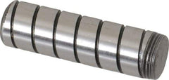 Jergens - 7/16" Diam x 1-1/2" Pin Length Alloy Steel Grooved Dowel Pin - C 47-58 & C 60-64 (Surface) Hardness, 1 Beveled & 1 Threaded End - Eagle Tool & Supply