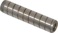 Jergens - 7/16" Diam x 2" Pin Length Alloy Steel Grooved Dowel Pin - C 47-58 & C 60-64 (Surface) Hardness, 1 Beveled & 1 Threaded End - Eagle Tool & Supply