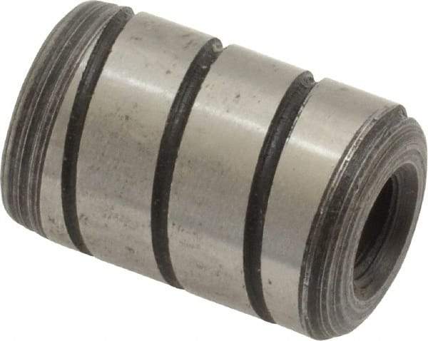 Jergens - 1/2" Diam x 3/4" Pin Length Alloy Steel Grooved Dowel Pin - C 47-58 & C 60-64 (Surface) Hardness, 1 Beveled & 1 Threaded End - Eagle Tool & Supply