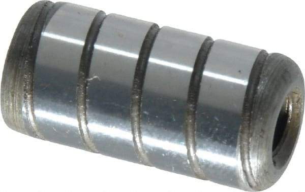 Jergens - 1/2" Diam x 1" Pin Length Alloy Steel Grooved Dowel Pin - C 47-58 & C 60-64 (Surface) Hardness, 1 Beveled & 1 Threaded End - Eagle Tool & Supply