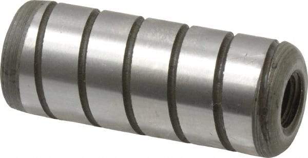 Jergens - 1/2" Diam x 1-1/4" Pin Length Alloy Steel Grooved Dowel Pin - C 47-58 & C 60-64 (Surface) Hardness, 1 Beveled & 1 Threaded End - Eagle Tool & Supply