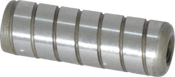 Jergens - 1/2" Diam x 1-1/2" Pin Length Alloy Steel Grooved Dowel Pin - C 47-58 & C 60-64 (Surface) Hardness, 1 Beveled & 1 Threaded End - Eagle Tool & Supply