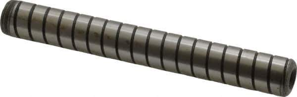 Jergens - 1/2" Diam x 4" Pin Length Alloy Steel Grooved Dowel Pin - C 47-58 & C 60-64 (Surface) Hardness, 1 Beveled & 1 Threaded End - Eagle Tool & Supply