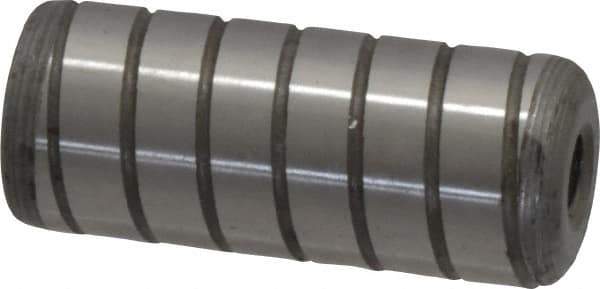 Jergens - 5/8" Diam x 1-1/2" Pin Length Alloy Steel Grooved Dowel Pin - C 47-58 & C 60-64 (Surface) Hardness, 1 Beveled & 1 Threaded End - Eagle Tool & Supply