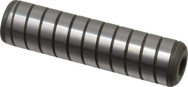 Jergens - 5/8" Diam x 2-1/2" Pin Length Alloy Steel Grooved Dowel Pin - C 47-58 & C 60-64 (Surface) Hardness, 1 Beveled & 1 Threaded End - Eagle Tool & Supply