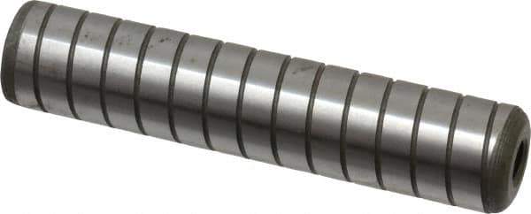 Jergens - 5/8" Diam x 3" Pin Length Alloy Steel Grooved Dowel Pin - C 47-58 & C 60-64 (Surface) Hardness, 1 Beveled & 1 Threaded End - Eagle Tool & Supply