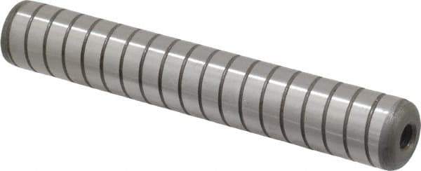 Jergens - 5/8" Diam x 4" Pin Length Alloy Steel Grooved Dowel Pin - C 47-58 & C 60-64 (Surface) Hardness, 1 Beveled & 1 Threaded End - Eagle Tool & Supply