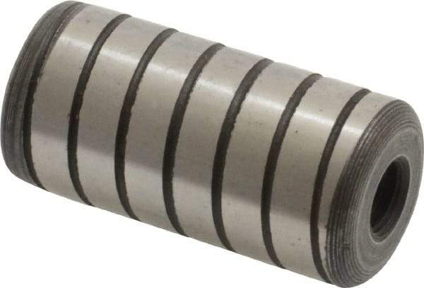 Jergens - 3/4" Diam x 1-1/2" Pin Length Alloy Steel Grooved Dowel Pin - C 47-58 & C 60-64 (Surface) Hardness, 1 Beveled & 1 Threaded End - Eagle Tool & Supply