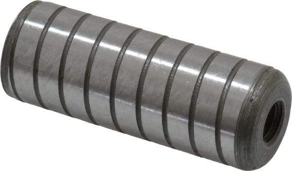 Jergens - 3/4" Diam x 2" Pin Length Alloy Steel Grooved Dowel Pin - C 47-58 & C 60-64 (Surface) Hardness, 1 Beveled & 1 Threaded End - Eagle Tool & Supply