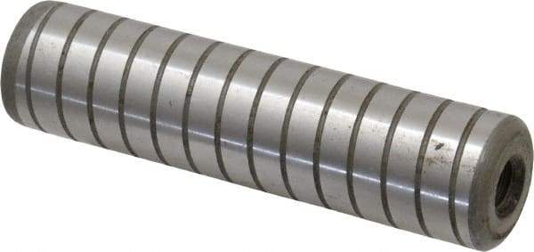 Jergens - 3/4" Diam x 3" Pin Length Alloy Steel Grooved Dowel Pin - C 47-58 & C 60-64 (Surface) Hardness, 1 Beveled & 1 Threaded End - Eagle Tool & Supply