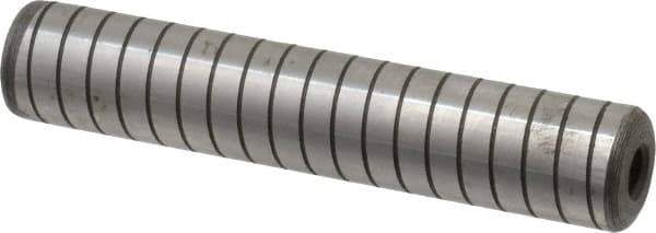 Jergens - 3/4" Diam x 4" Pin Length Alloy Steel Grooved Dowel Pin - C 47-58 & C 60-64 (Surface) Hardness, 1 Beveled & 1 Threaded End - Eagle Tool & Supply