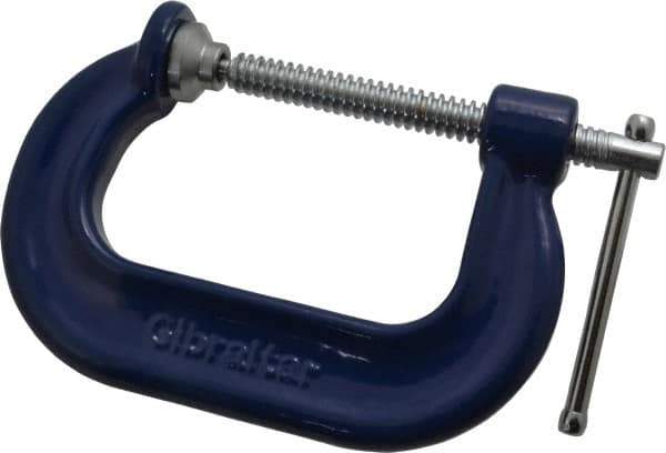 Gibraltar - Regular-Duty 3" Max Opening, 2-3/8" Throat Depth, Forged Steel Standard C-Clamp - 3,500 Lb Capacity, 0" Min Opening, Deep Throat - Eagle Tool & Supply