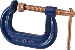 Gibraltar - Regular-Duty 2" Max Opening, 2" Throat Depth, Forged Steel Standard C-Clamp - 3,500 Lb Capacity, 0" Min Opening, Deep Throat, Copper Plated Screw - Eagle Tool & Supply