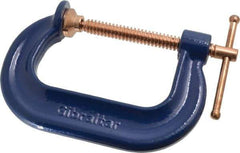 Gibraltar - Regular-Duty 3" Max Opening, 2-3/8" Throat Depth, Forged Steel Standard C-Clamp - 3,500 Lb Capacity, 0" Min Opening, Deep Throat, Copper Plated Screw - Eagle Tool & Supply