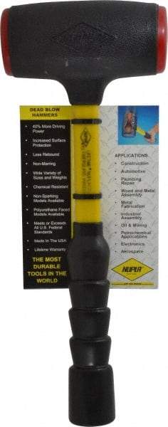 NUPLA - 48 oz Head 2-3/16" Face Diam Urethane Dead Blow Hammer - 14-5/16" OAL, Fiberglass Handle - Eagle Tool & Supply