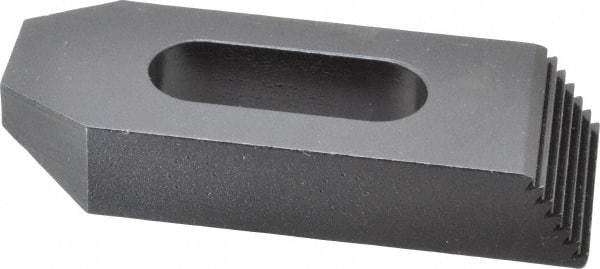 Gibraltar - 5/8" Stud, Steel, Serrated Strap Clamp - 1-3/16" Travel, 4" OAL x 1-1/2" Wide x 3/4" High, Black Oxide Finish, Tapered Nose - Eagle Tool & Supply