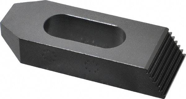 Gibraltar - 3/4" Stud, Steel, Serrated Strap Clamp - 1-1/16" Travel, 4" OAL x 1-1/2" Wide x 3/4" High, Black Oxide Finish, Tapered Nose - Eagle Tool & Supply