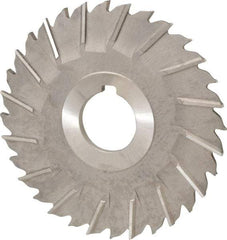 Made in USA - 4" Blade Diam x 5/32" Blade Thickness, 1" Hole, 32 Teeth, Cobalt Side Chip Saw - Staggered Tooth, Arbor Connection, Right Hand Cut, TiN, with Keyway - Eagle Tool & Supply