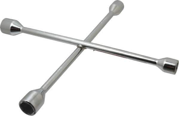 Omega Lift Equipment - 14" Long Cross Shaped Lug Nut Wrench Tire Iron - 17, 19, 21, 23mm - Eagle Tool & Supply