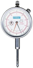 Fowler - 1" Range, 0-100, 0-200-0 Dial Reading, 0.001" Graduation Dial Drop Indicator - 2-1/4" Dial, 0.1" Range per Revolution, Revolution Counter - Eagle Tool & Supply