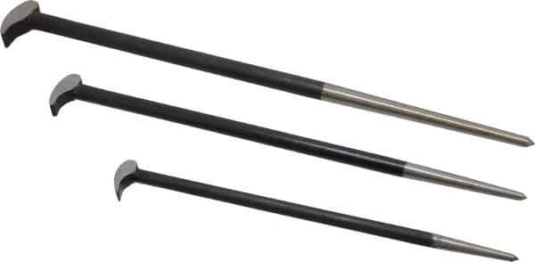 Value Collection - 3 Piece Rolling Head Pry Bar Set - 5/8" Head Width, Includes 12, 16 & 20" Lengths - Eagle Tool & Supply